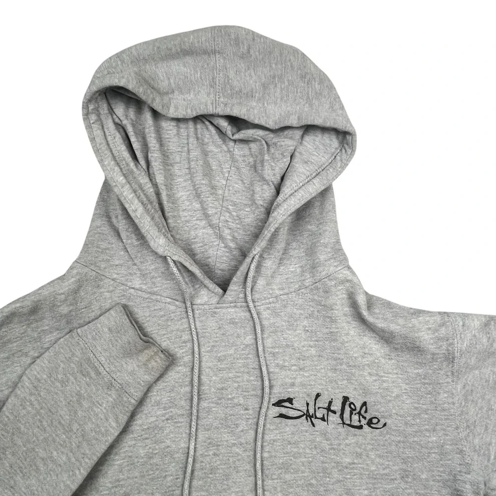 Salt‎ Life Mens Small Gray Hoodie St Kitts Nevis Fishing Flag Graphic Pullover